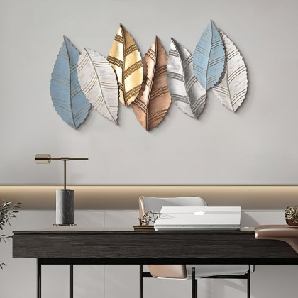 HMR - 3D Modern Creative Leaves Wall Decor Metal Overlapping Accents