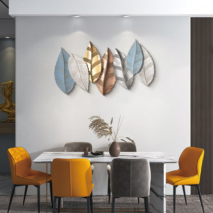 HMR - 3D Modern Creative Leaves Wall Decor Metal Overlapping Accents