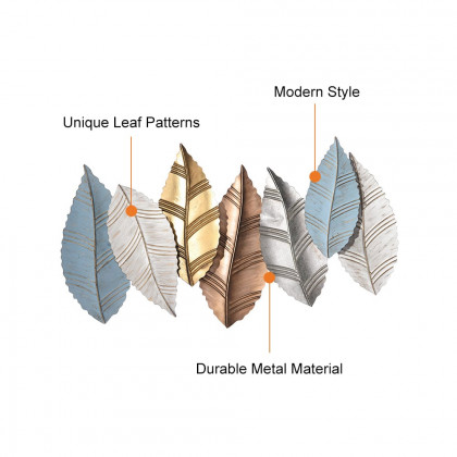 HMR - 3D Modern Creative Leaves Wall Decor Metal Overlapping Accents