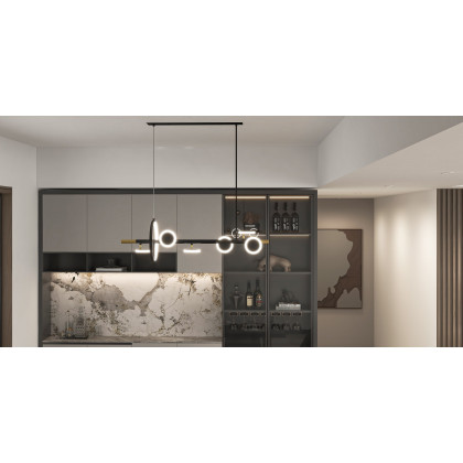 HMR - Minimalist Round Lamps Sputnik Kitchen Island Light in Black & Gold