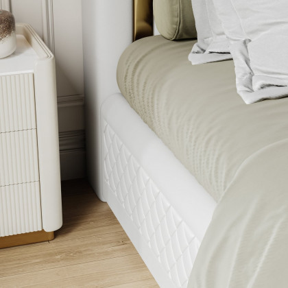 HMR - Modern Upholstered Bed Frame with Polished Gold and Faux Leather Headboard
