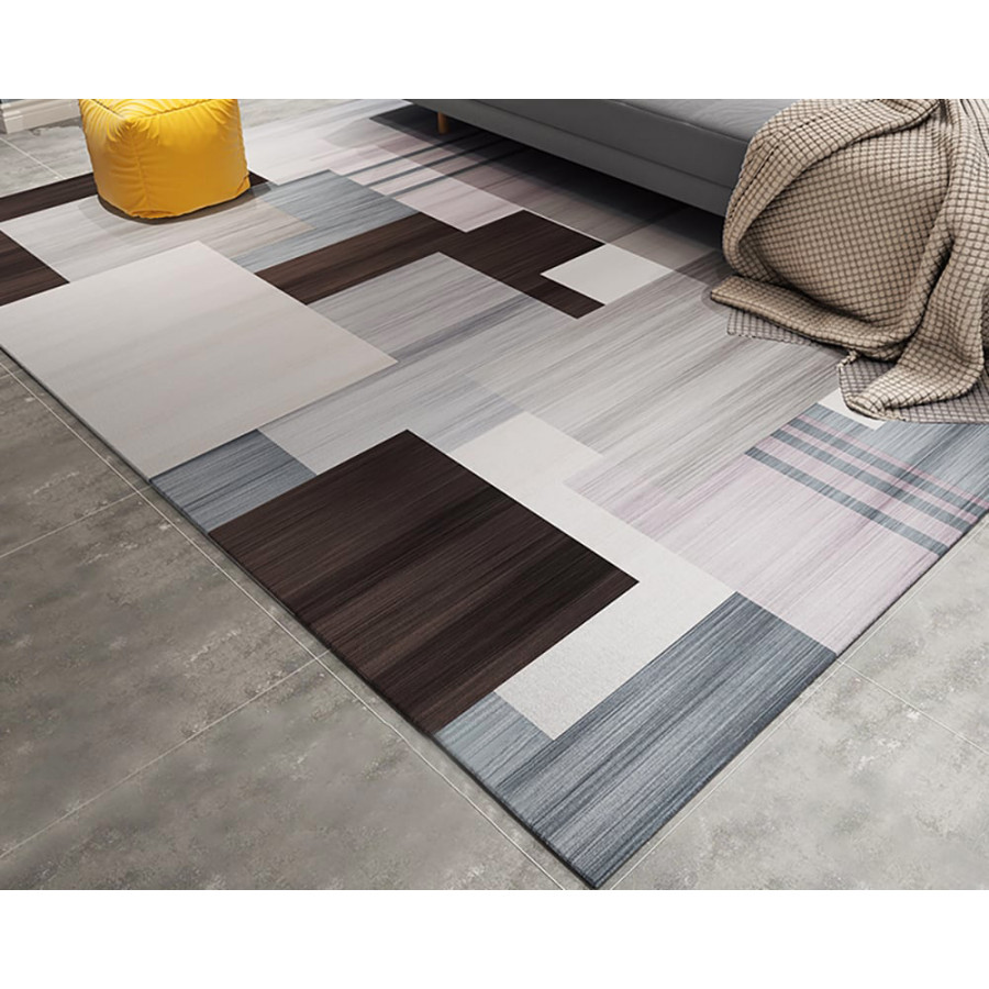 HMR - Modern Abstract Gradient Geometric Multi-colored Rectangle Area Rug