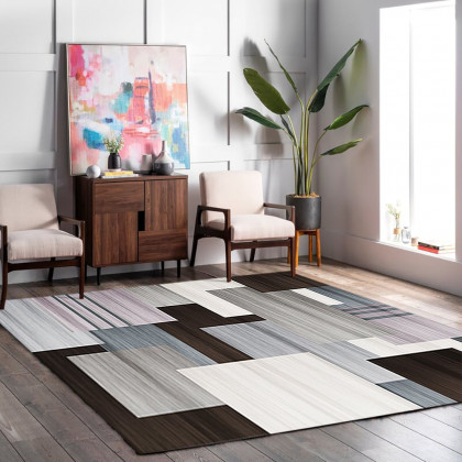 HMR Modern Abstract Gradient Geometric Multi-colored Rectangle Area Rug - 8' x 10'
