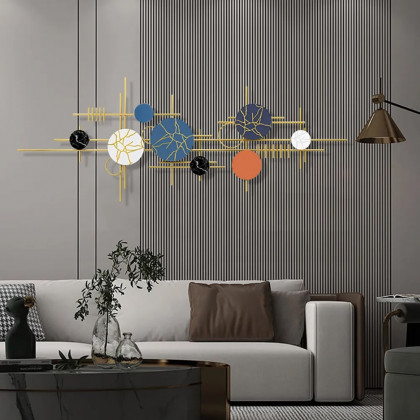 HMR - 59" Modern Geometric Metal Wall Decor in Multi-color Overlapping Wall Background Art