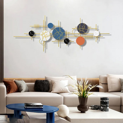 HMR - 59" Modern Geometric Metal Wall Decor in Multi-color Overlapping Wall Background Art