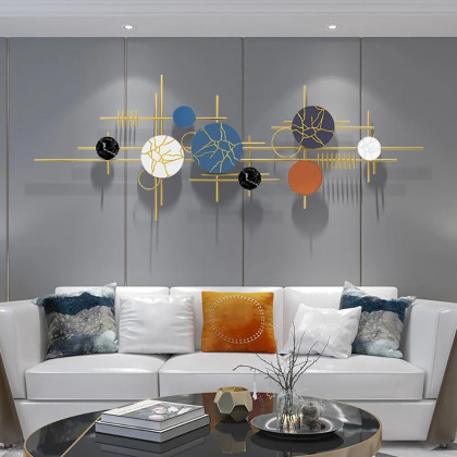 HMR - 59" Modern Geometric Metal Wall Decor in Multi-color Overlapping Wall Background Art