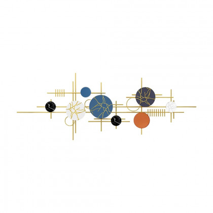 HMR - 59" Modern Geometric Metal Wall Decor in Multi-color Overlapping Wall Background Art