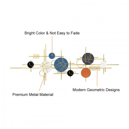 HMR - 59" Modern Geometric Metal Wall Decor in Multi-color Overlapping Wall Background Art