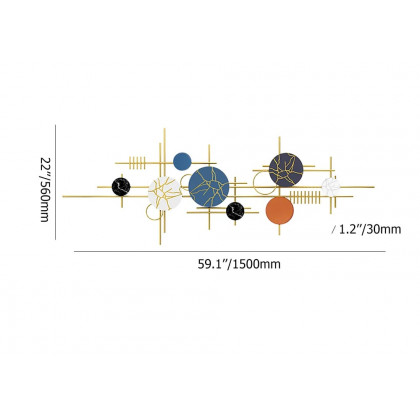 HMR - 59" Modern Geometric Metal Wall Decor in Multi-color Overlapping Wall Background Art