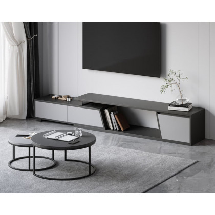 HMR Fero Round Nesting Coffee Table Set (24"-32") - Gray/Black, MDF