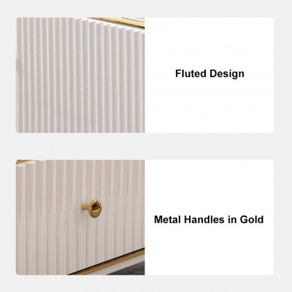 HMR - Bline 25.6" Chest Light Luxurious White & Gold 5-Drawer Dresser