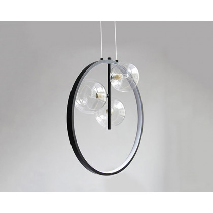 HMR Bubi Black Pendant Light Minimalist Glass Globe LED Light for Dining Room - 3-Light