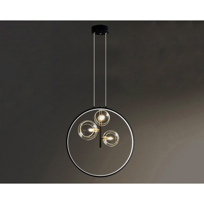 HMR Bubi Black Pendant Light Minimalist Glass Globe LED Light for Dining Room - 3-Light