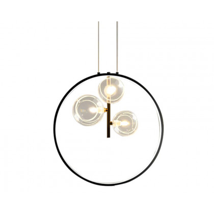 HMR Bubi Black Pendant Light Minimalist Glass Globe LED Light for Dining Room - 3-Light