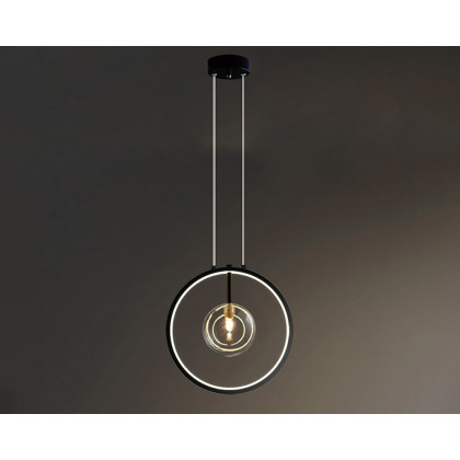HMR Bubi Black Pendant Light Minimalist Glass Globe LED Light for Dining Room - 1-Light