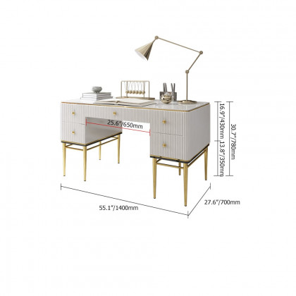 HMR - 55.1" Executive Office Desk with Drawers White Home & Office Furniture