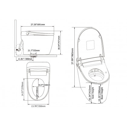 HMR - Automatic Smart Bidet Toilet with Multi-Function 1.28-1.36 GPF