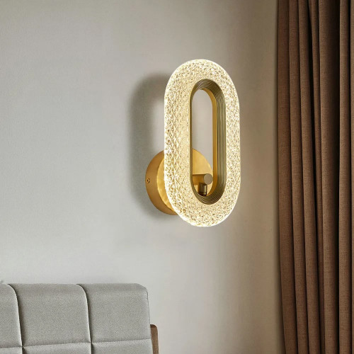 HMR Ovated Brass Wall Sconce Art Deco LED Wall Lighting Ring Wall Lamp - 1-Light