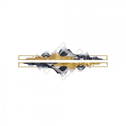 HMR - 2-Pieces Modern Mountain Novelty Metal Wall Decor Nature Art in Gold & Black