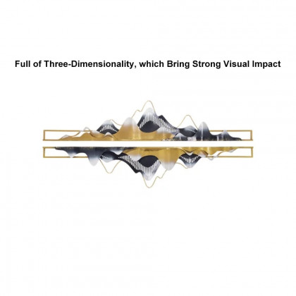HMR - 2-Pieces Modern Mountain Novelty Metal Wall Decor Nature Art in Gold & Black