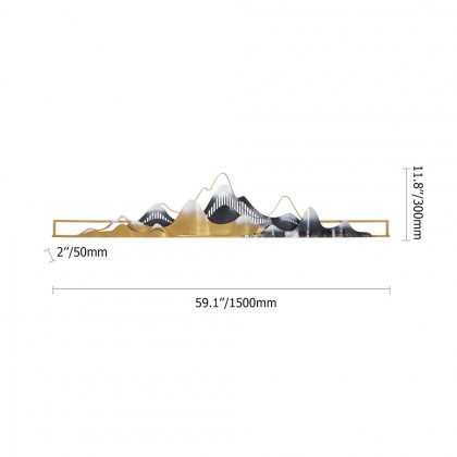 HMR - 2-Pieces Modern Mountain Novelty Metal Wall Decor Nature Art in Gold & Black