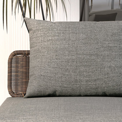HMR - 37.4" Wide Modern Aluminum & Rattan Outdoor Sofa with Cushion in Gray & Brown