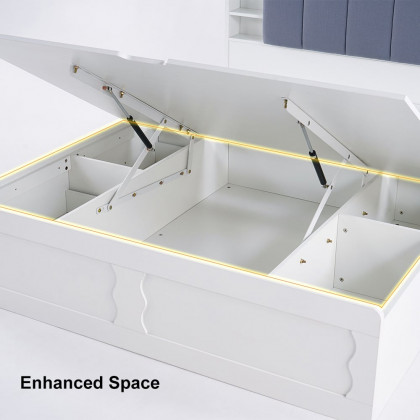 HMR - Modern White Storage Queen Bed Low Profile Queen Bed with 3 Drawers