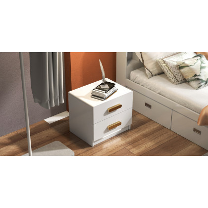 HMR - Modern White Storage Queen Bed Low Profile Queen Bed with 3 Drawers