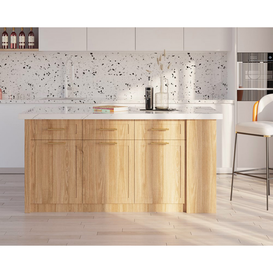 HMR 72" Modern Style Laminate Kitchen Islands with Multi-Storage - Natural, Engineered Wood