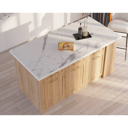 HMR 72" Modern Style Laminate Kitchen Islands with Multi-Storage - Natural, Engineered Wood