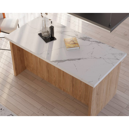 HMR 72" Modern Style Laminate Kitchen Islands with Multi-Storage - Natural, Engineered Wood