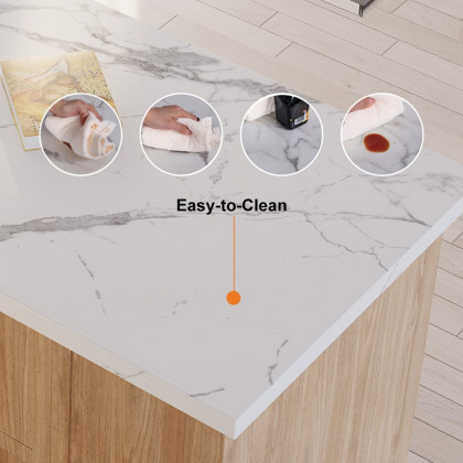 HMR 72" Modern Style Laminate Kitchen Islands with Multi-Storage - Natural, Engineered Wood