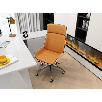 HMR Modern Large L-Shape Executive Desk with Drawers & Cabinet - White, Right Hand, 70.9"