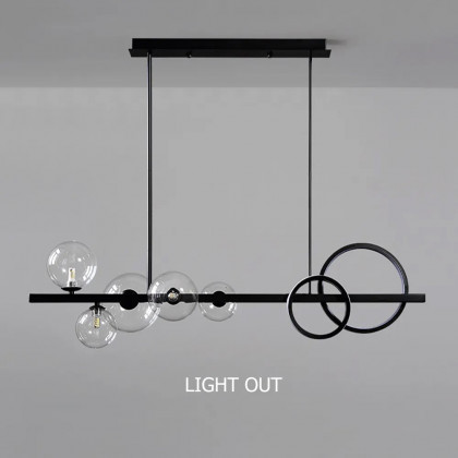 HMR - Bubi Minimalist 5-Light Glass Globe Shade Sputnik Kitchen Island Light Globe Light Black