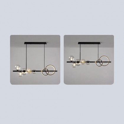 HMR - Bubi Minimalist 5-Light Glass Globe Shade Sputnik Kitchen Island Light Globe Light Black