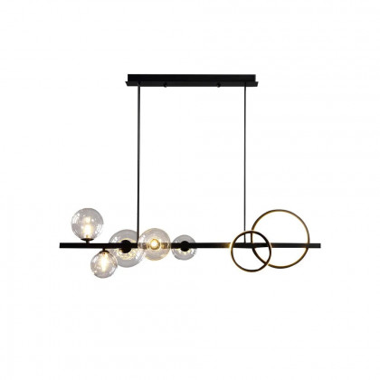 HMR - Bubi Minimalist 5-Light Glass Globe Shade Sputnik Kitchen Island Light Globe Light Black