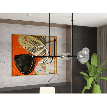 HMR - Bubi Minimalist 5-Light Glass Globe Shade Sputnik Kitchen Island Light Globe Light Black
