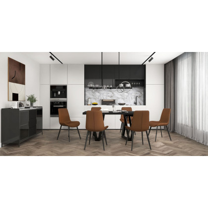 HMR - Bubi Minimalist 5-Light Glass Globe Shade Sputnik Kitchen Island Light Globe Light Black