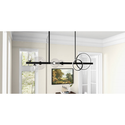 HMR - Bubi Minimalist 5-Light Glass Globe Shade Sputnik Kitchen Island Light Globe Light Black