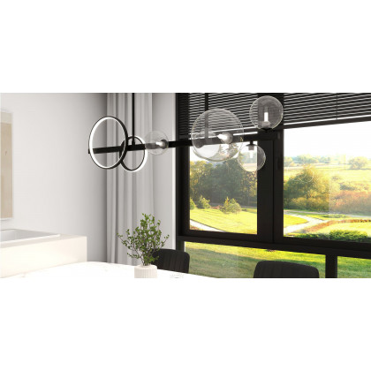 HMR - Bubi Minimalist 5-Light Glass Globe Shade Sputnik Kitchen Island Light Globe Light Black
