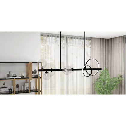 HMR - Bubi Minimalist 5-Light Glass Globe Shade Sputnik Kitchen Island Light Globe Light Black