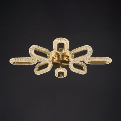 HMR - Ovated Brass Semi Flush Mount Light 8-Light LED Ceiling Light Ring Light Fixture in Gold