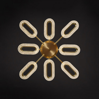HMR - Ovated Brass Semi Flush Mount Light 8-Light LED Ceiling Light Ring Light Fixture in Gold