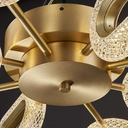 HMR - Ovated Brass Semi Flush Mount Light 8-Light LED Ceiling Light Ring Light Fixture in Gold
