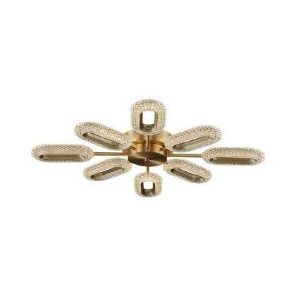 HMR - Ovated Brass Semi Flush Mount Light 8-Light LED Ceiling Light Ring Light Fixture in Gold
