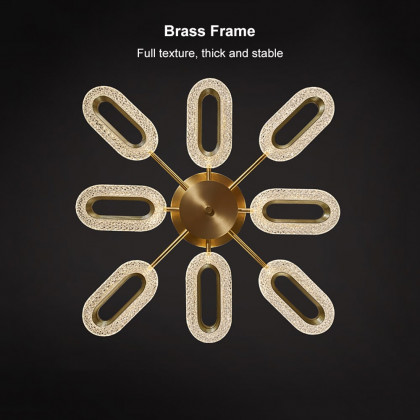 HMR - Ovated Brass Semi Flush Mount Light 8-Light LED Ceiling Light Ring Light Fixture in Gold