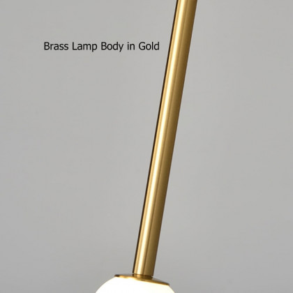 HMR - Minimalist White Pendant Light Fixture LED Single Hanging Light Brass Finish