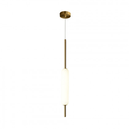 HMR - Minimalist White Pendant Light Fixture LED Single Hanging Light Brass Finish