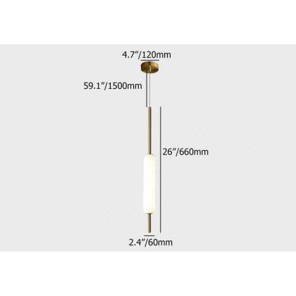 HMR - Minimalist White Pendant Light Fixture LED Single Hanging Light Brass Finish