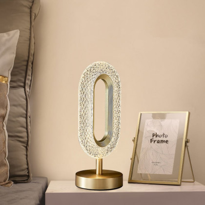 HMR - Ovated Modern LED Table Lamp Plug in Desk Lamps for Living Room Ring Shape in Gold